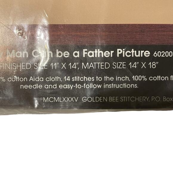 Golden Bee Counted Cross Stitch Kit “Any Man Can be a Father” Complete NEW Open - Picture 4 of 10
